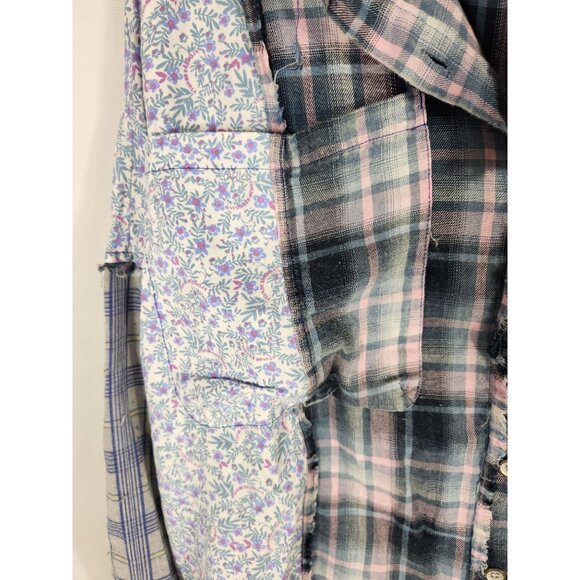 NWT Blue Velvet Womens Shirt Button Up Unique Mixed Pattern Boho Western L - Picture 3 of 6